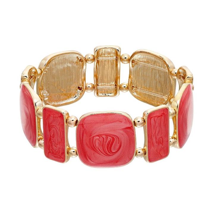 Swirled Geometric Stretch Bracelet, Women's, Pink Other