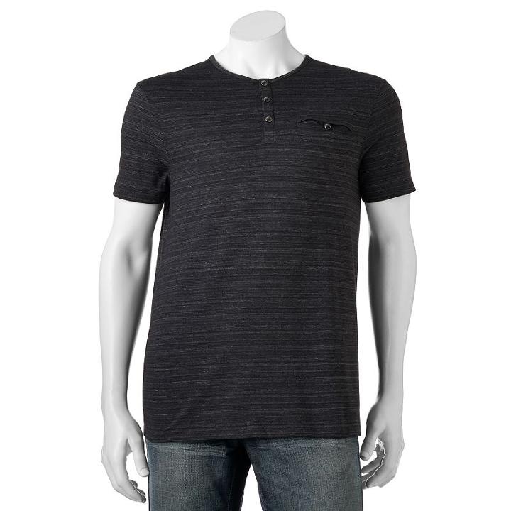 Big & Tall Rock & Republic Classic-fit Textured Henley, Men's, Size: M Tall, Black