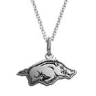 Fiora Sterling Silver Arkansas Razorbacks Team Logo Pendant Necklace, Women's, Size: 16, Grey