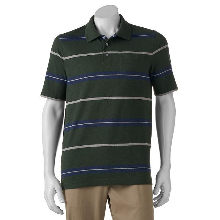 Men's Croft & Barrow&reg; Signature Striped Polo, Size: Large, Dark Green