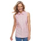 Women's Croft & Barrow&reg; Print Sleevless Button-front Shirt, Size: Medium, Med Red