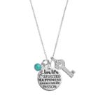 Charmed By Diamonds 1/10 Carat T.w. Diamond & Simulated Turquoise Spirited Charm Pendant, Women's, Size: 18, Green