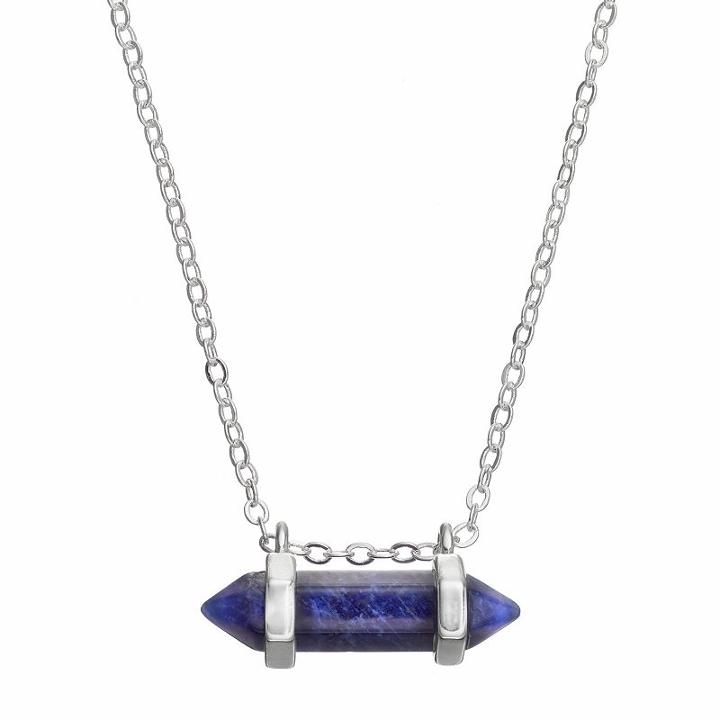 Healing Stone Silver Plated Horizontal Sodalite Crystal Pendant Necklace, Women's, Size: 18, Blue