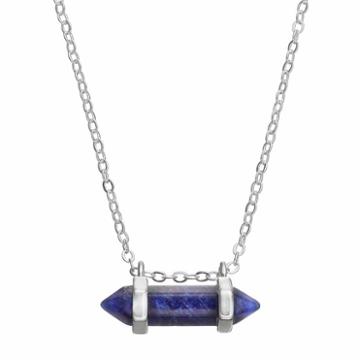 Healing Stone Silver Plated Horizontal Sodalite Crystal Pendant Necklace, Women's, Size: 18, Blue