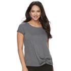Women's Rock & Republic&reg; Ruched Scoopneck Tee, Size: Large, Dark Grey