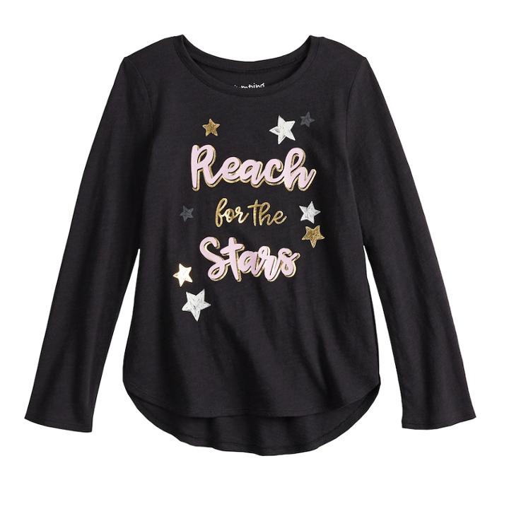 Girls 4-12 Jumping Beans&reg; Embellished Graphic Long-sleeve Tee, Size: 5, White