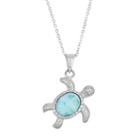Larimar Sterling Silver Turtle Pendant Necklace, Women's, Size: 18, Blue