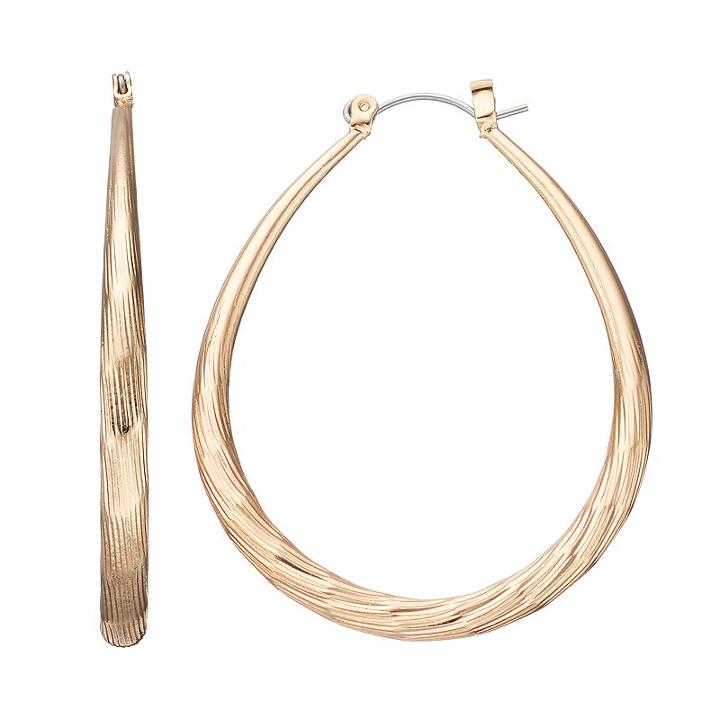 Jennifer Lopez Textured Teardrop Hoop Earrings, Women's, Gold