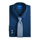 Men's Apt. 9&reg; Slim-fit Dress Shirt & Tie Set, Size: L-34/35, Blue (navy)