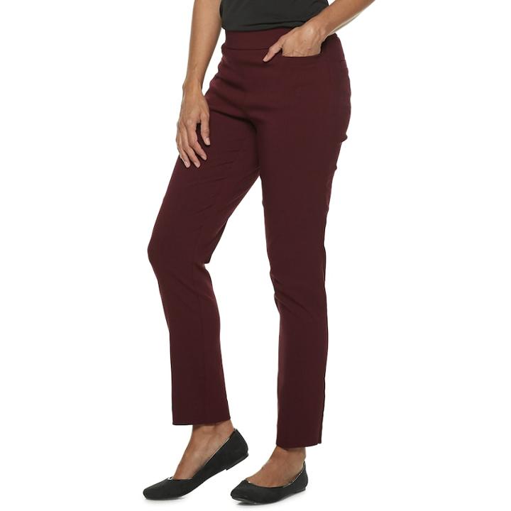 Women's Dana Buchman Pull-on Straight Leg Pants, Size: Medium, Dark Red