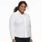Plus Size Croft & Barrow&reg; Solid Button-down Shirt, Women's, Size: 3xl, White