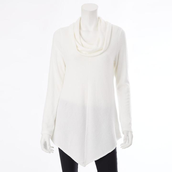 Juniors' Iz Byer California V-hem Cowlneck Sweater, Teens, Size: Xs, White Oth