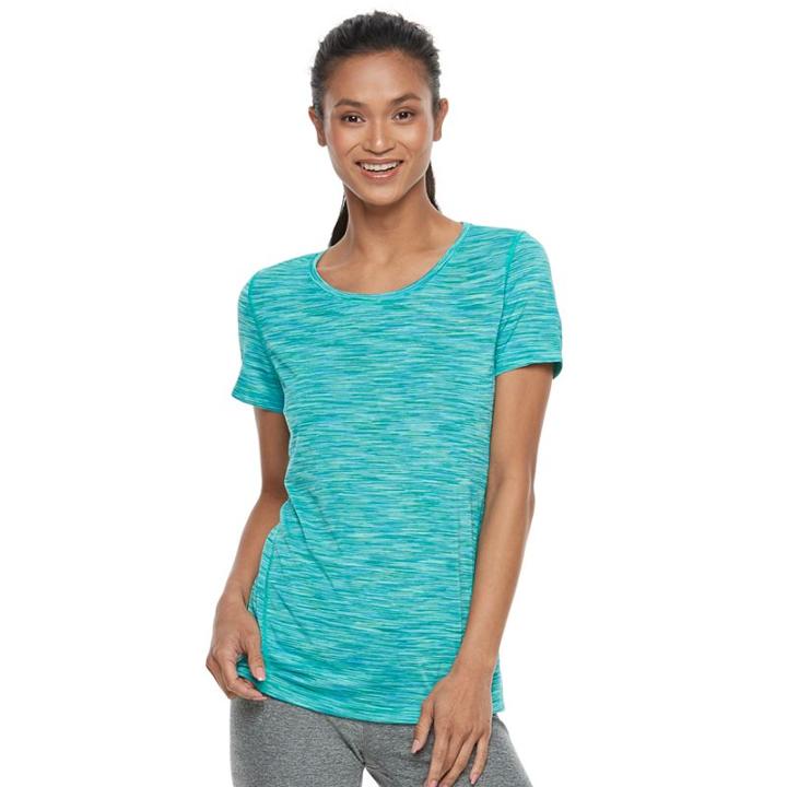 Women's Tek Gear® Space-dyed Performance Tee, Size: Xs, Turquoise/blue (turq/aqua)
