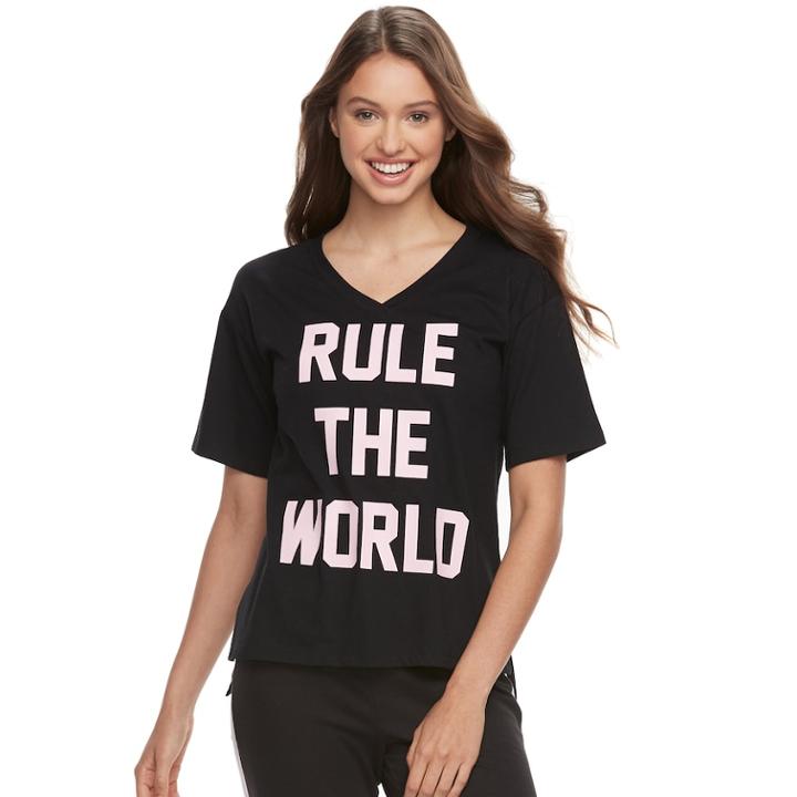 Juniors' So&reg; Pajamas: Short Sleeve Graphic Tee, Teens, Size: Large, Black