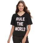 Juniors' So&reg; Pajamas: Short Sleeve Graphic Tee, Teens, Size: Large, Black