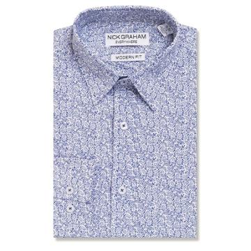 Men's Nick Graham Everywhere Modern-fit Stretch Dress Shirt, Size: M-32/33, Dark Blue