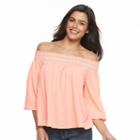 Women's Apt. 9&reg; Smocked Off-the-shoulder Top, Size: Xl, Brt Orange