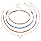Studded Faux Suede & Chevron Necklace Set, Women's, Gold