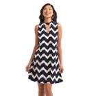 Women's Indication Keyhole Chevron A-line Dress, Size: Large, Beige Over