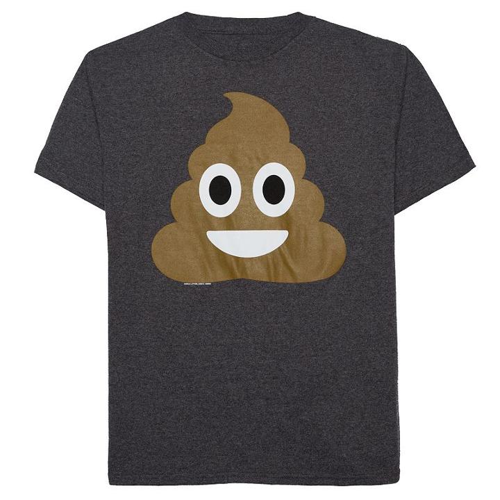 Boys 8-20 Smiling Poop Emoji Tee, Boy's, Size: Xl, Dark Grey