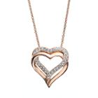 Crystal 14k Rose Gold Over Silver-plated Heart Pendant Necklace, Women's, White