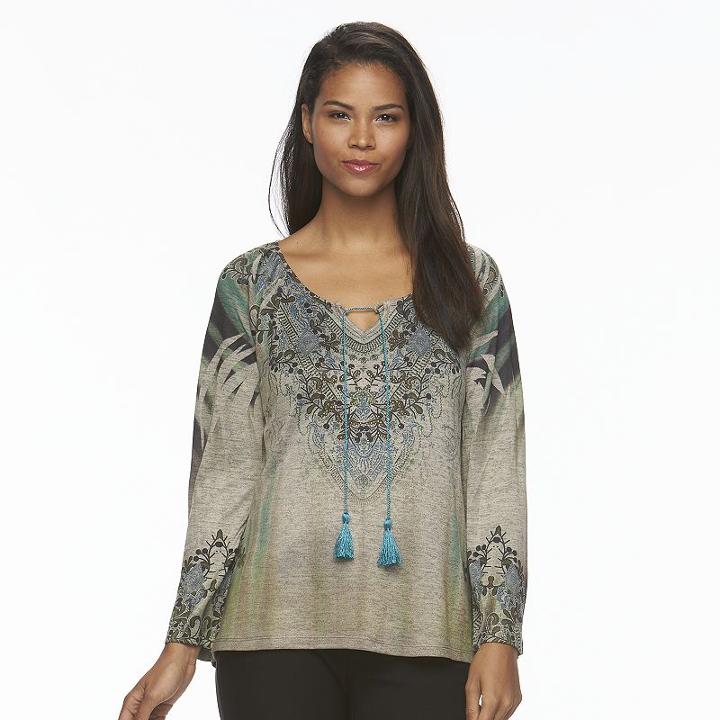 Women's World Unity Tassel Top, Size: Small, Dark Beige