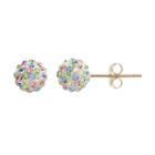 10k Gold Crystal Ball Stud Earrings, Women's, Multicolor