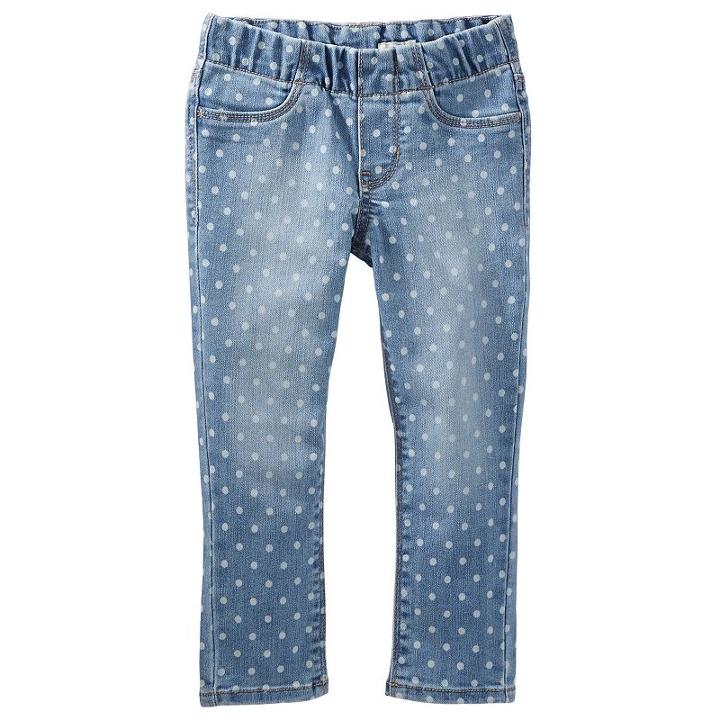 Girls 4-8 Oshkosh B'gosh&reg; Polka-dot Pull-on Denim Pants, Girl's, Size: 7, Blue Other