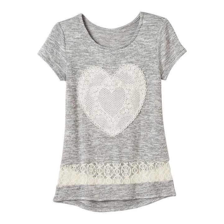 Miss Chievous, Girls 7-16 Crochet Hatchi Top, Girl's, Size: Medium, Med Grey