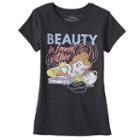Disney's Beauty And The Beast Belle, Chip & Mrs. Potts Girls 7-16 Beauty Is Found Within Graphic Tee, Girl's, Size: Small, Dark Grey