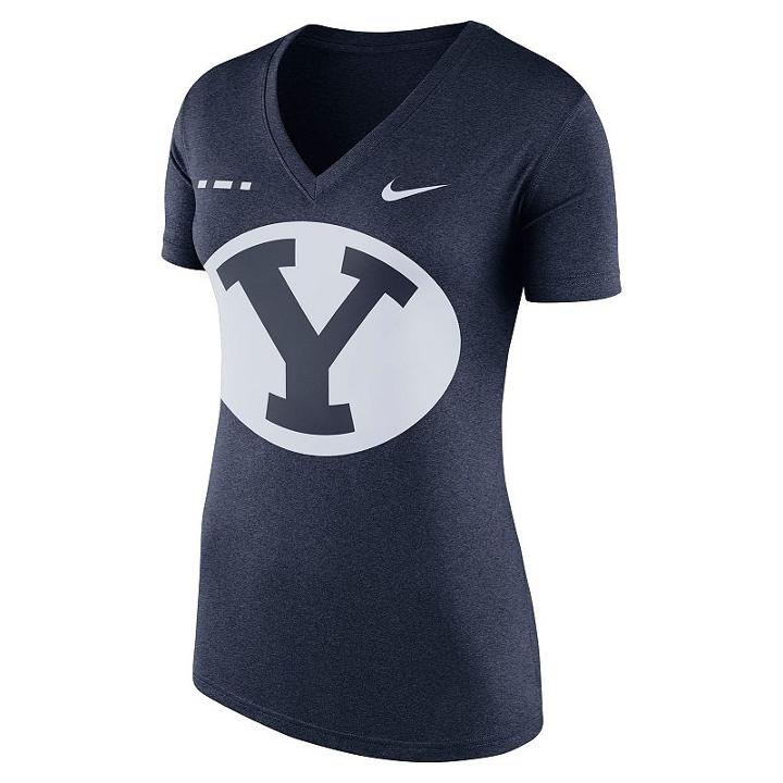 Women's Nike Byu Cougars Striped Bar Tee, Size: Large, Blue (navy)