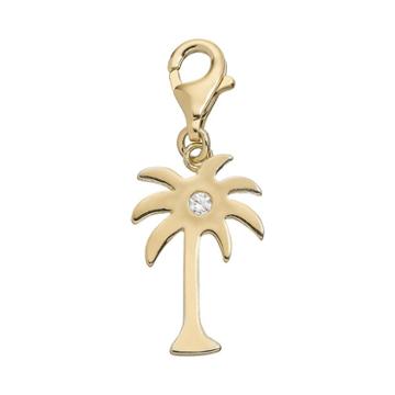 Tfs Jewelry 14k Gold Over Silver Cubic Zirconia Palm Tree Charm, Women's, White