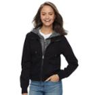 Juniors' Sebby Hooded Bomber Jacket, Teens, Size: Small, Black