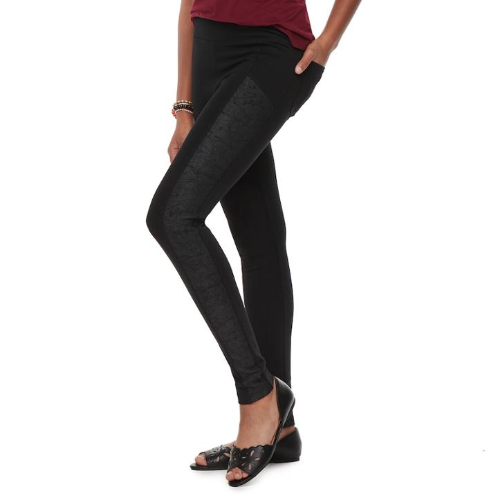 Juniors' Mudd&reg; Moto Ponte Leggings, Teens, Size: Small, Black