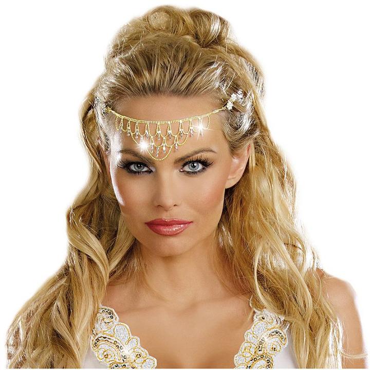 Adult Glittering Rhinestone Costume Headpiece, Women's, Gold