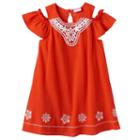 Girls 4-6x Nannette Embroidered Off-the-shoulder Gauze Dress, Girl's, Size: 4, Orange Oth