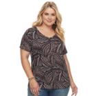 Plus Size Apt. 9&reg; Essential V-neck Tee, Women's, Size: 3xl, Black