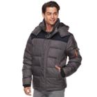 Men's Izod Faux-down Puffer Jacket, Size: Large, Dark Grey