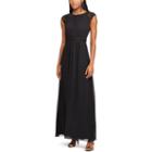 Women's Chaps Lace-sleeve Georgette Evening Gown, Size: 18, Black