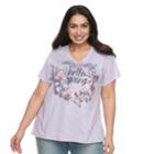 Plus Size Sonoma Goods For Life&trade; Graphic V-neck Tee, Women's, Size: 2xl, Med Purple