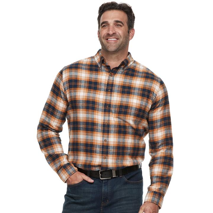 Big & Tall Croft & Barrow&reg; Regular-fit Flannel Woven Button-down Shirt, Men's, Size: 3xb, Light Grey