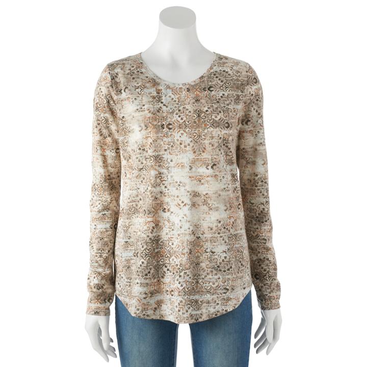 Women's Sonoma Goods For Life&trade; Everyday Crewneck Tee, Size: Medium, Beig/green (beig/khaki)