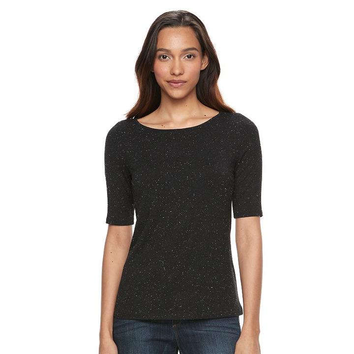 Women's Apt. 9&reg; Essential Nep Tee, Size: Xl, Black