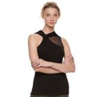 Women's Rock & Republic&reg; Twist Mesh Tank, Size: Medium, Black