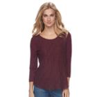 Women's Croft & Barrow&reg; Lace-front Tee, Size: Xxl, Red