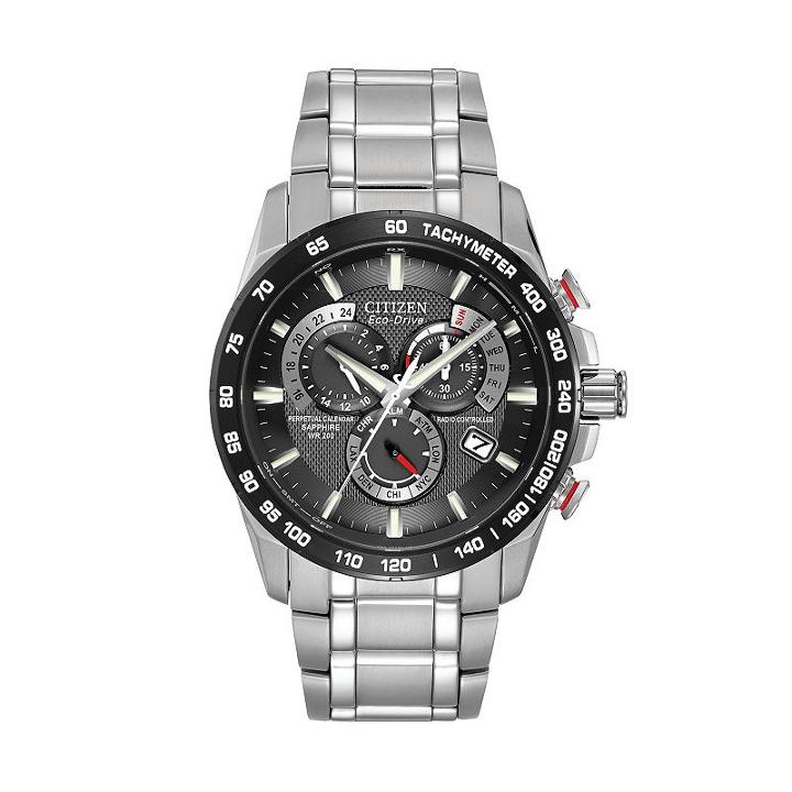 Citizen Eco-drive Men's Perpetual Chrono A-t Stainless Steel Watch - At4008-51e, Size: Large, Grey