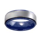 Stainless Steel And Blue Ceramic Band - Men, Size: 10