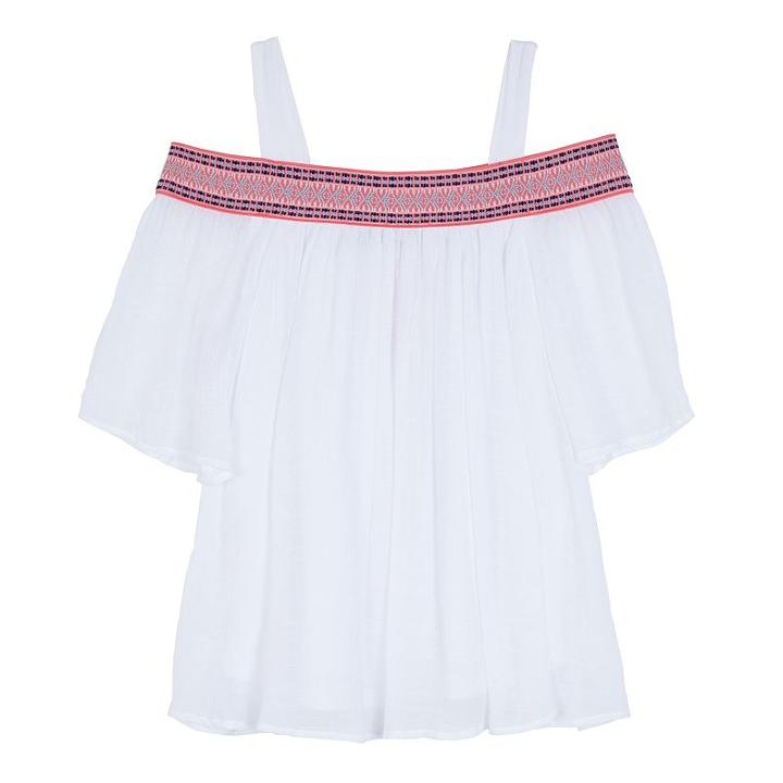 Girls 7-16 Iz Amy Byer White 3/4-length Sleeve Cold Shoulder Top, Girl's, Size: Small, Ovrfl Oth