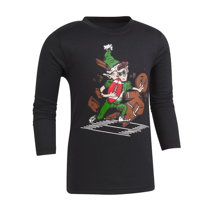 Boys 4-7 Under Armour Elf & Gingerbread Man Football Graphic Tee, Size: 6, Black