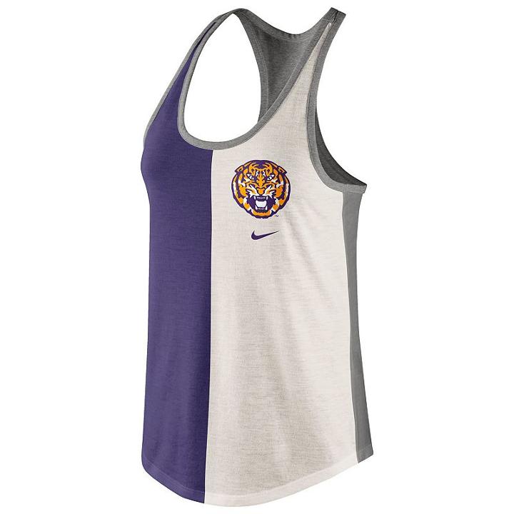 Women's Nike Lsu Tigers Divide Racerback Tank Top, Size: Large, Natural